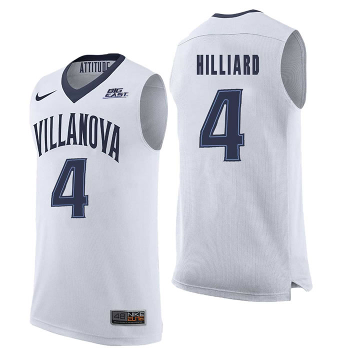 Villanova Wildcats #4 Darrun Hilliard White College Basketball Elite Jersey